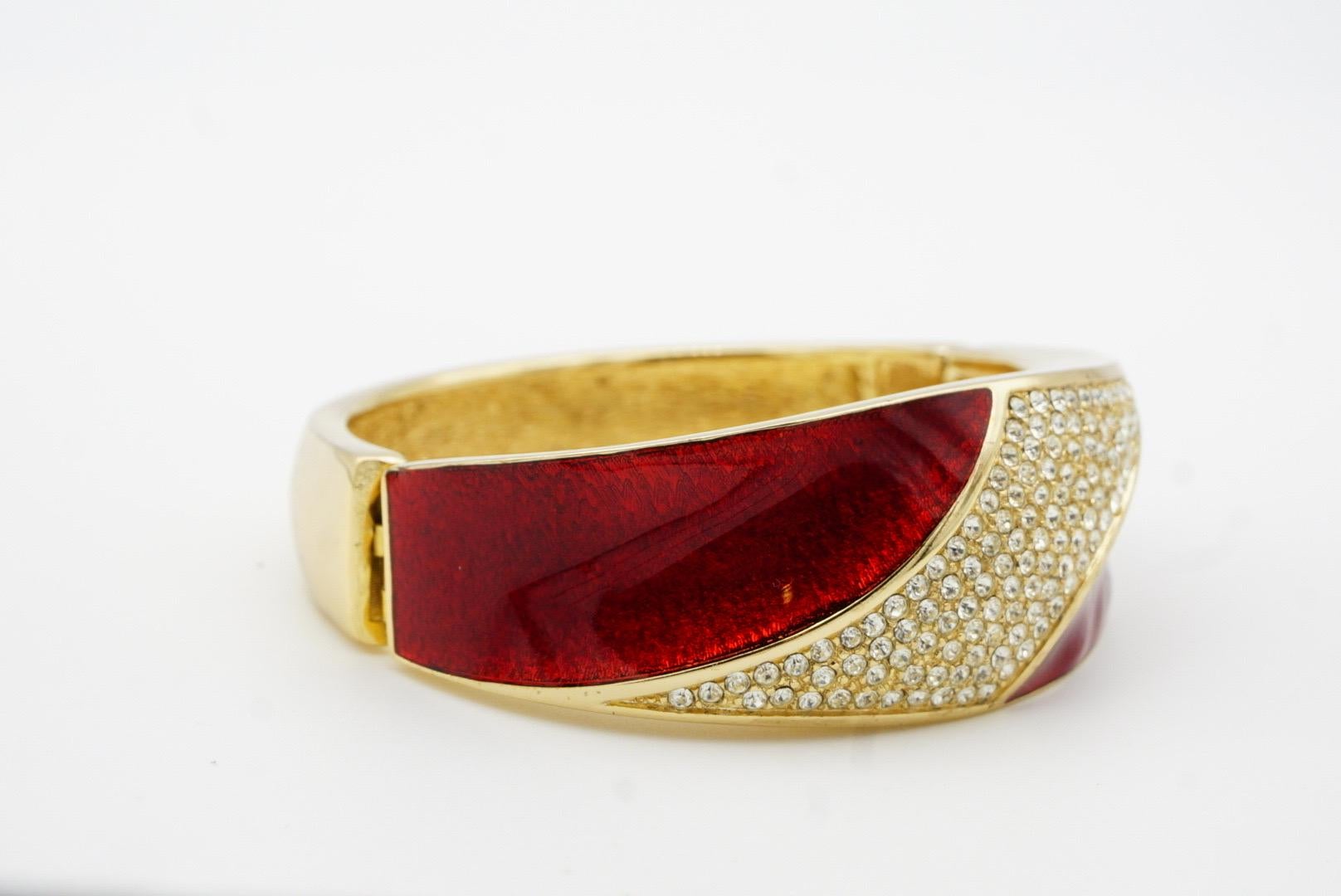 Christian Dior 1970s Bungundry Shining Crystals Manschette Cuff Bangle Bracelet For Sale 6