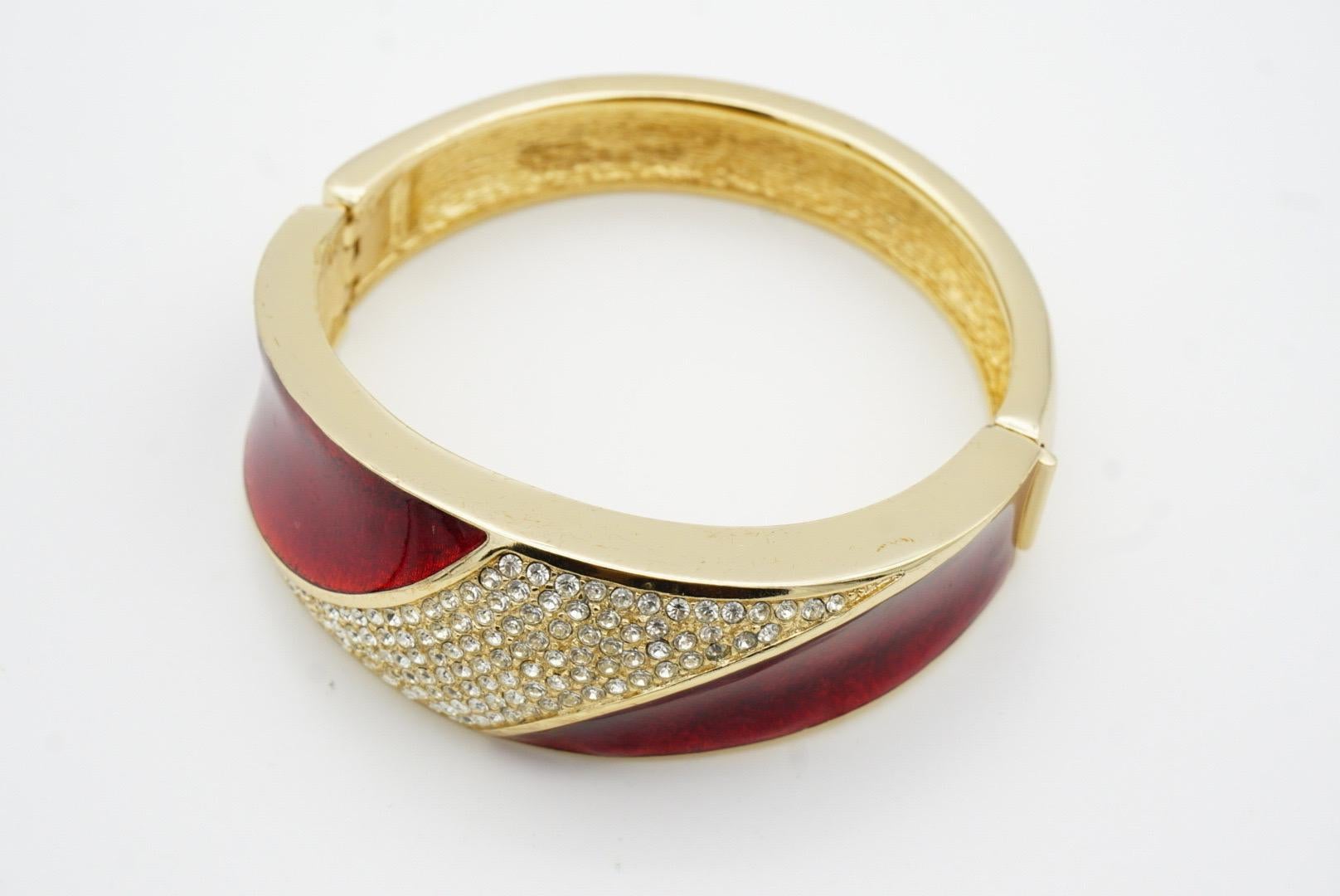 Christian Dior 1970s Bungundry Shining Crystals Manschette Cuff Bangle Bracelet For Sale 7