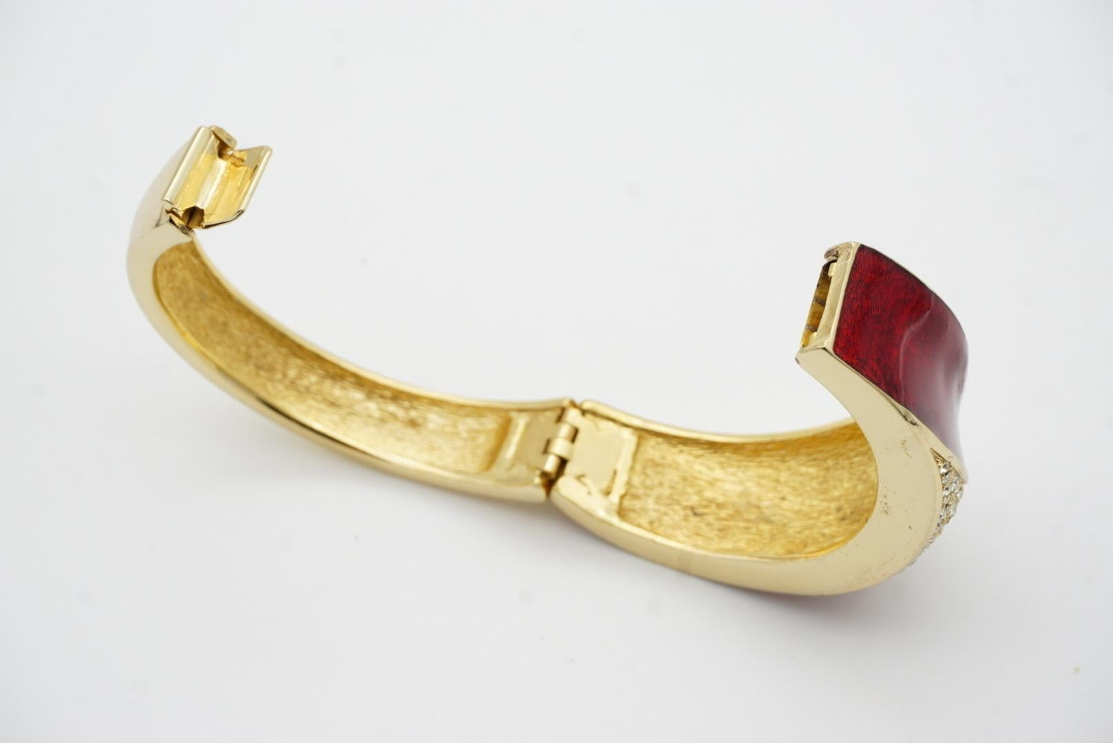 Christian Dior 1970s Bungundry Shining Crystals Manschette Cuff Bangle Bracelet For Sale 11