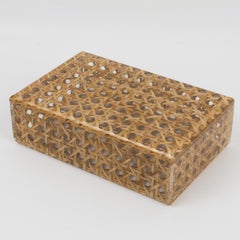 Christian Dior 1970er Jahre Lucite und Rattan Box