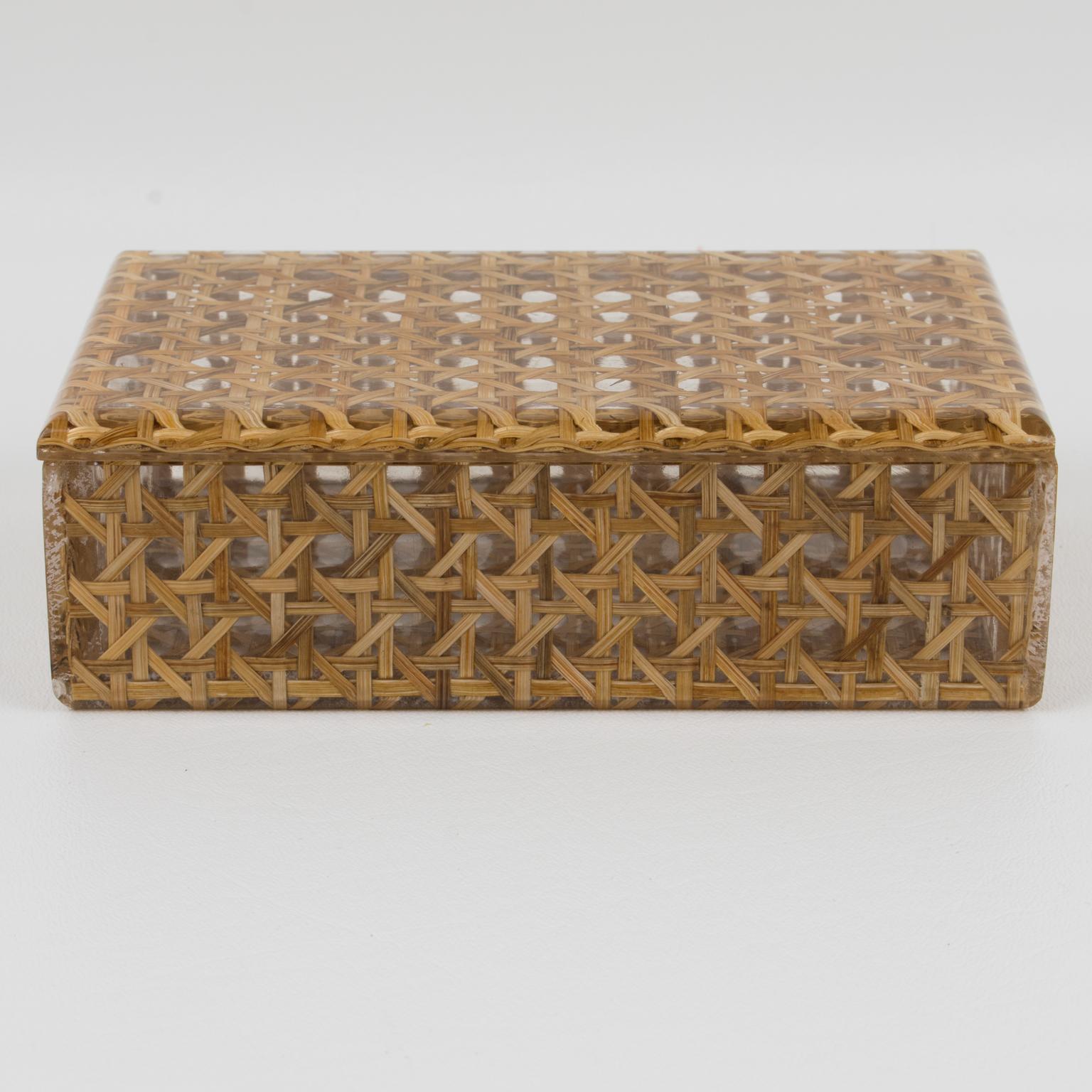 Christian Dior 1970s Lucite and Rattan Box 1