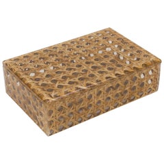 Christian Dior 1970s Lucite and Rattan Box