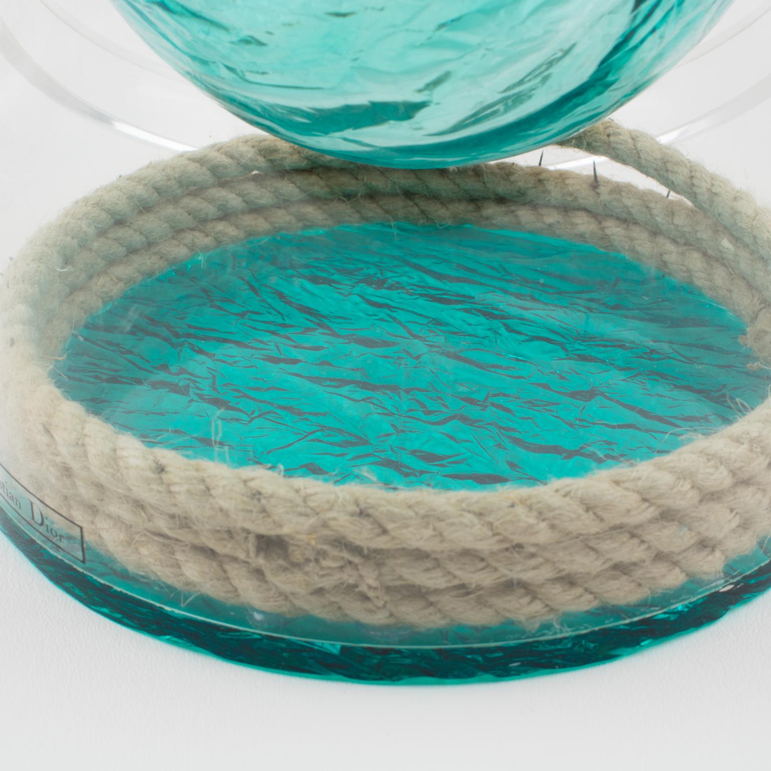 Christian Dior 1970s Lucite and Rope Barware Ice Bucket 4