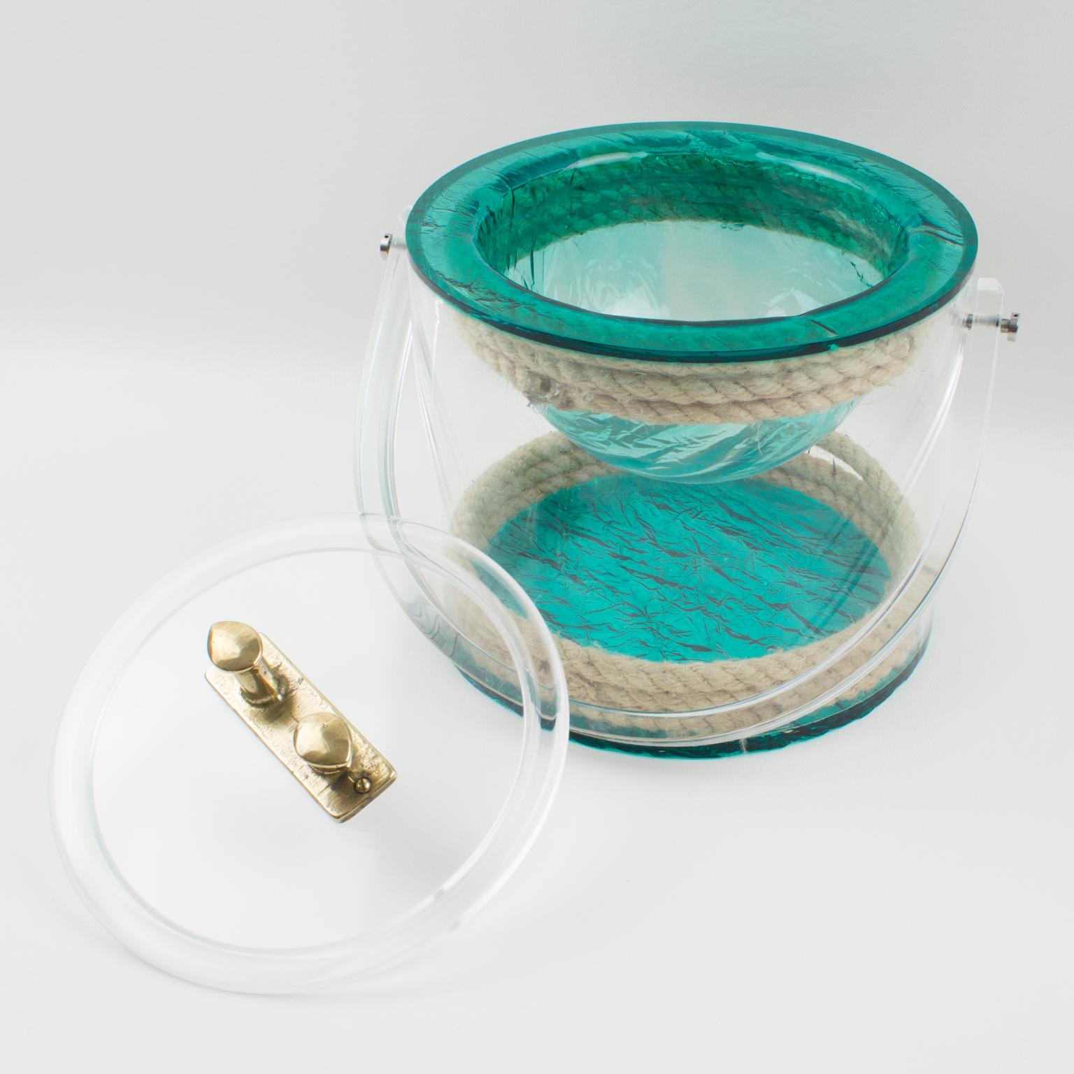 Late 20th Century Christian Dior 1970s Lucite and Rope Barware Ice Bucket