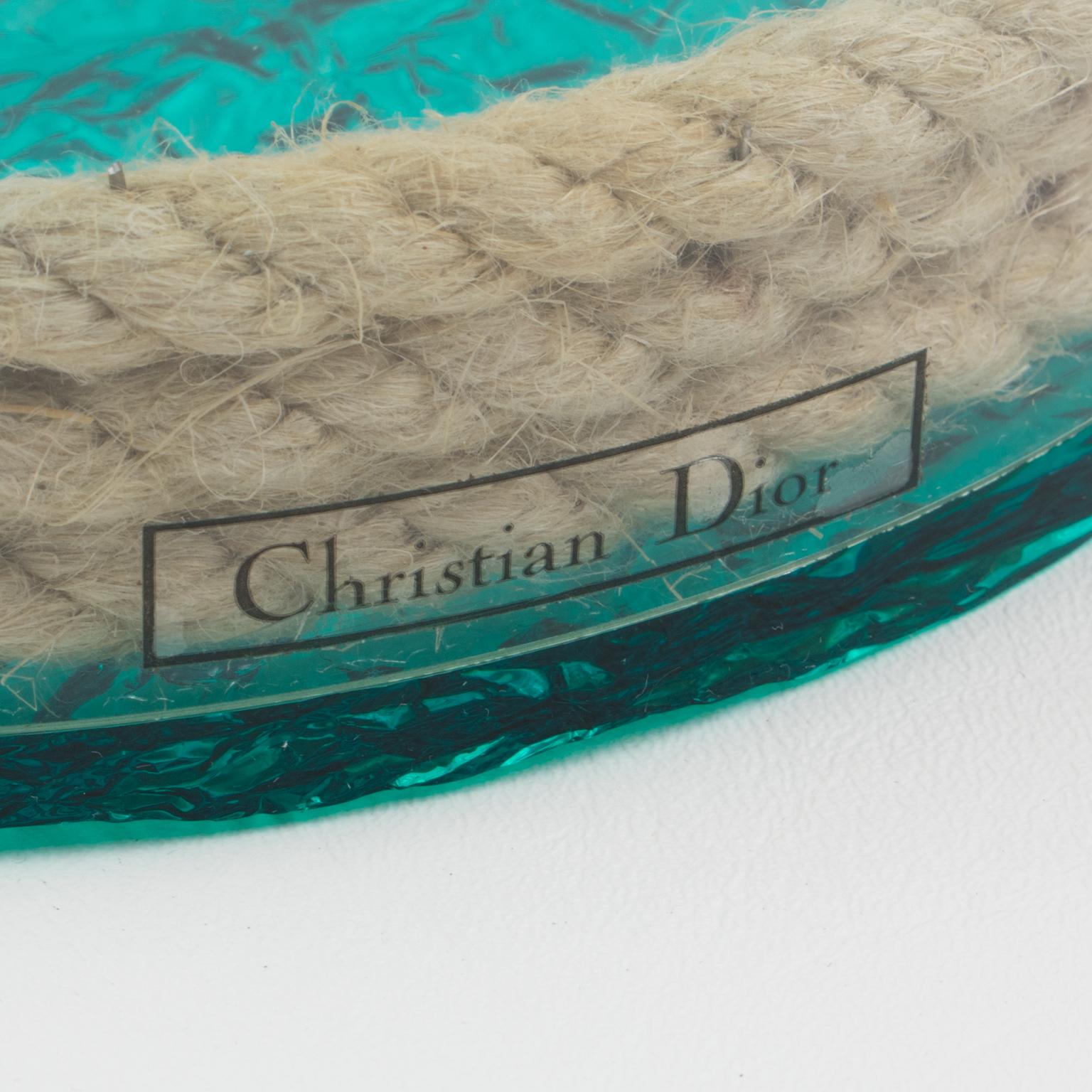 Christian Dior 1970s Lucite and Rope Barware Ice Bucket 1