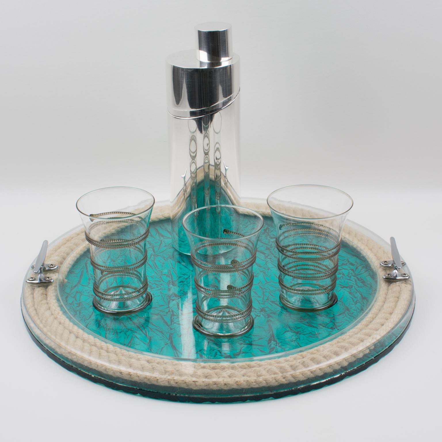 Christian Dior 1970s Lucite and Rope Barware Serving Tray 8