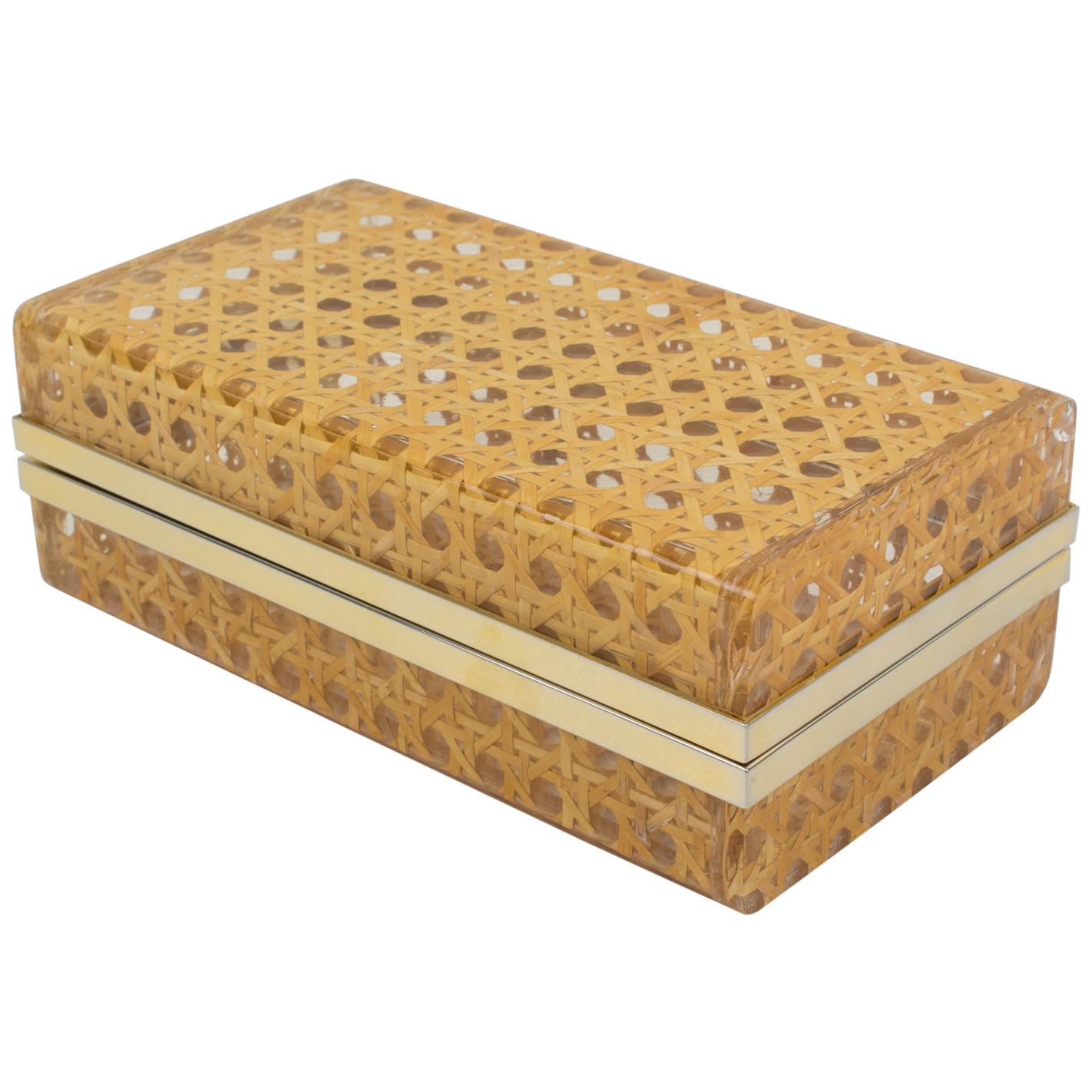 Christian Dior 1970s Lucite Rattan Box