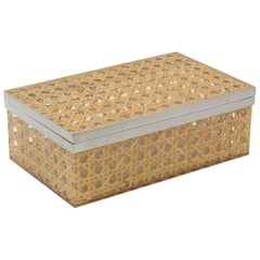 Christian Dior 1970s Lucite Rattan Chrome Box