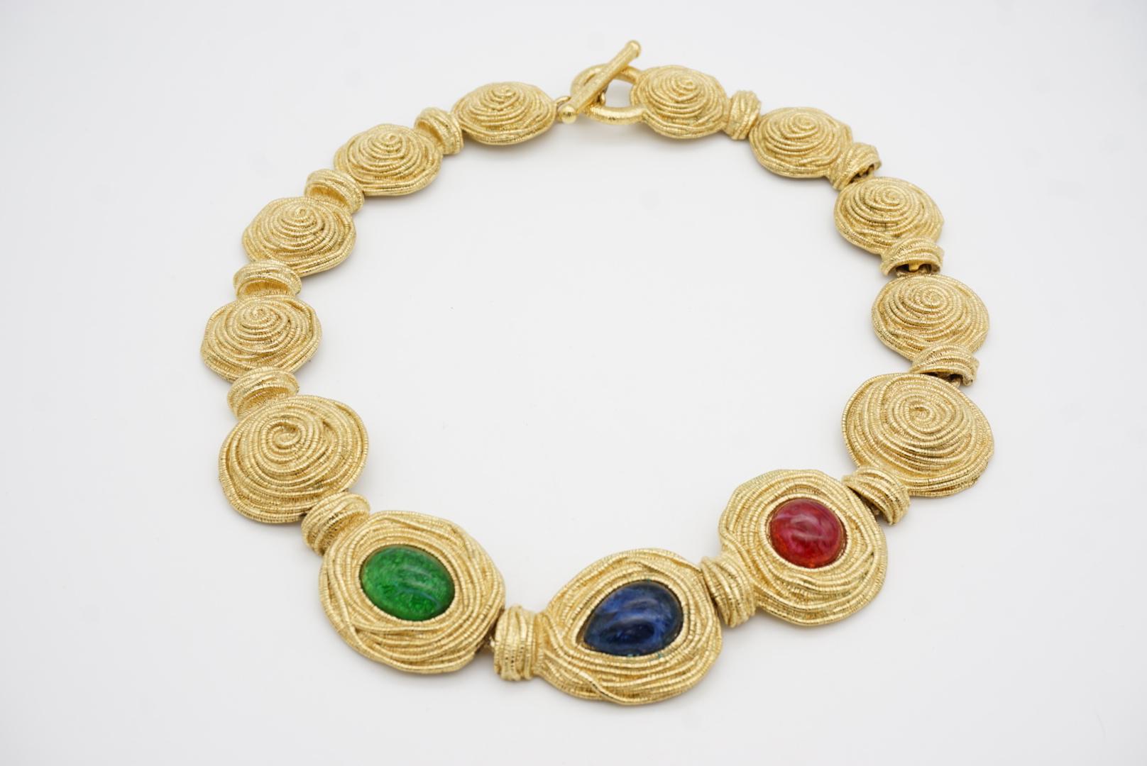 Christian Dior 1970 - Collana a spirale con smeraldo e zaffiro con cabochon in vendita 5