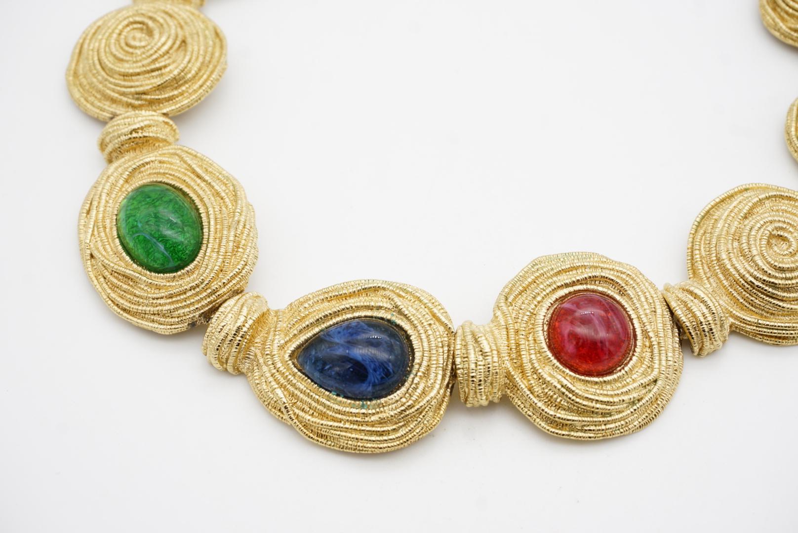 Christian Dior 1970 - Collana a spirale con smeraldo e zaffiro con cabochon in vendita 6