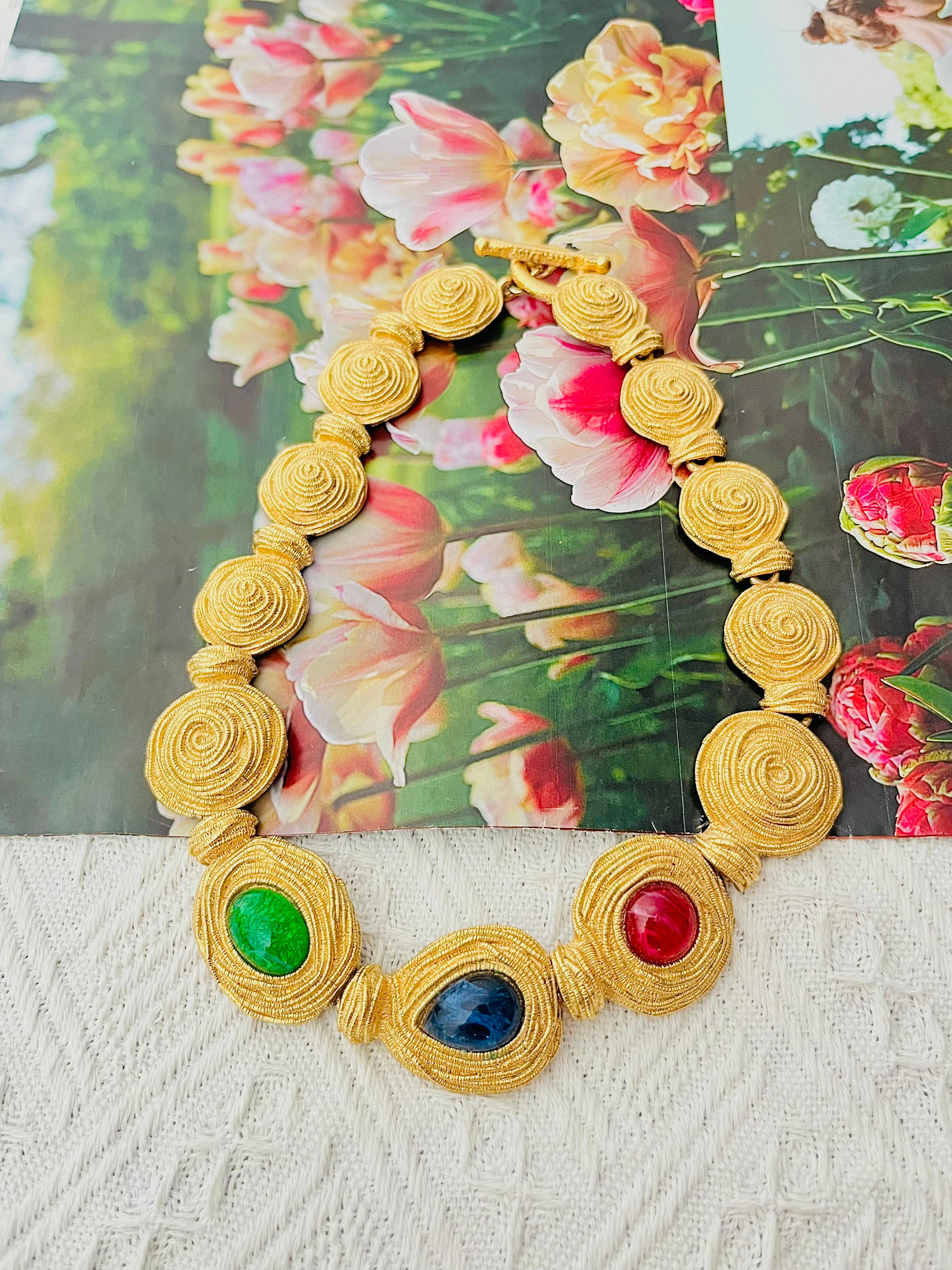 Christian Dior 1970 - Collana a spirale con smeraldo e zaffiro con cabochon In condizioni ottime in vendita a Wokingham, England