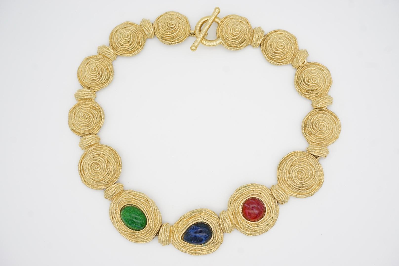 Christian Dior 1970 - Collana a spirale con smeraldo e zaffiro con cabochon in vendita 4