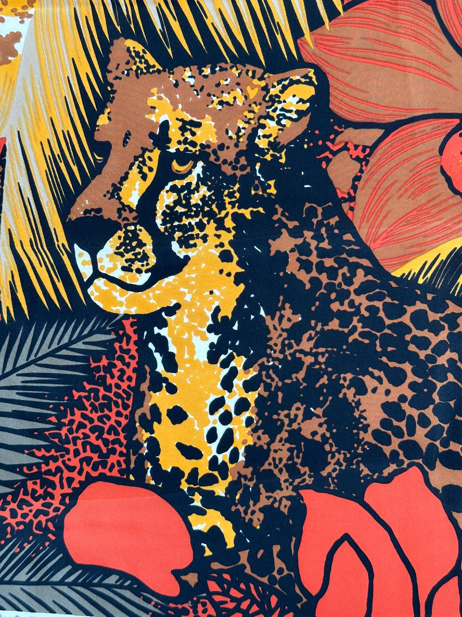 Christian Dior 1970er Jahre Seide Dschungel Katze Schal 34 