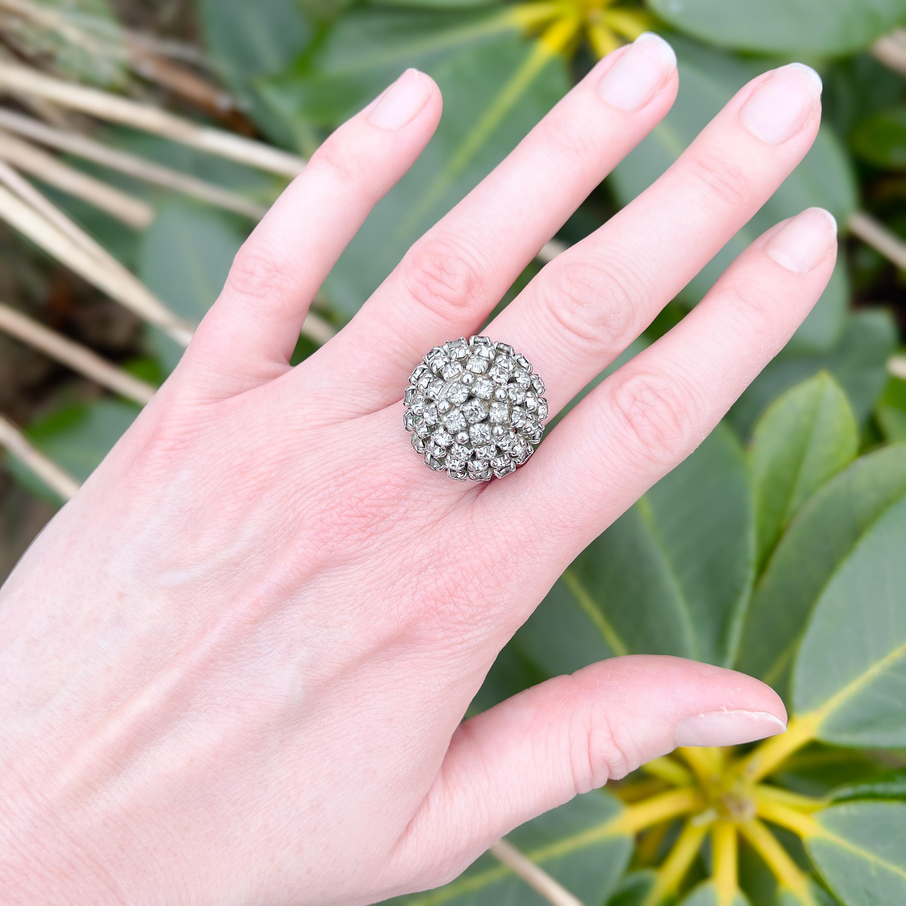 Christian Dior 1970s Statement Vintage Rhinestone Cocktail Ring For Sale 6