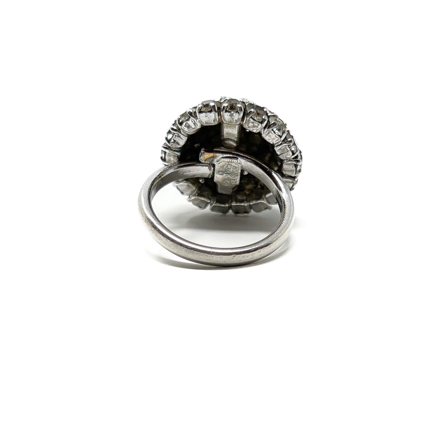 Christian Dior 1970s Statement Vintage Rhinestone Cocktail Ring For Sale 2