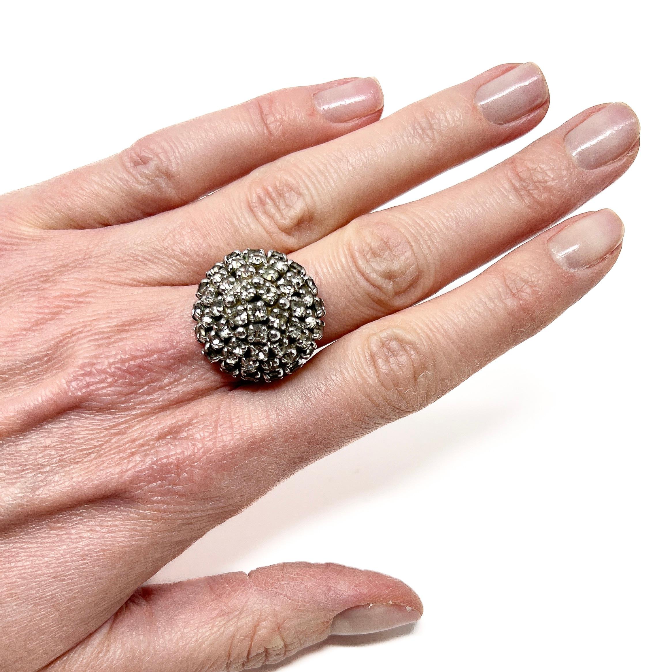 Christian Dior 1970s Statement Vintage Rhinestone Cocktail Ring For Sale 3
