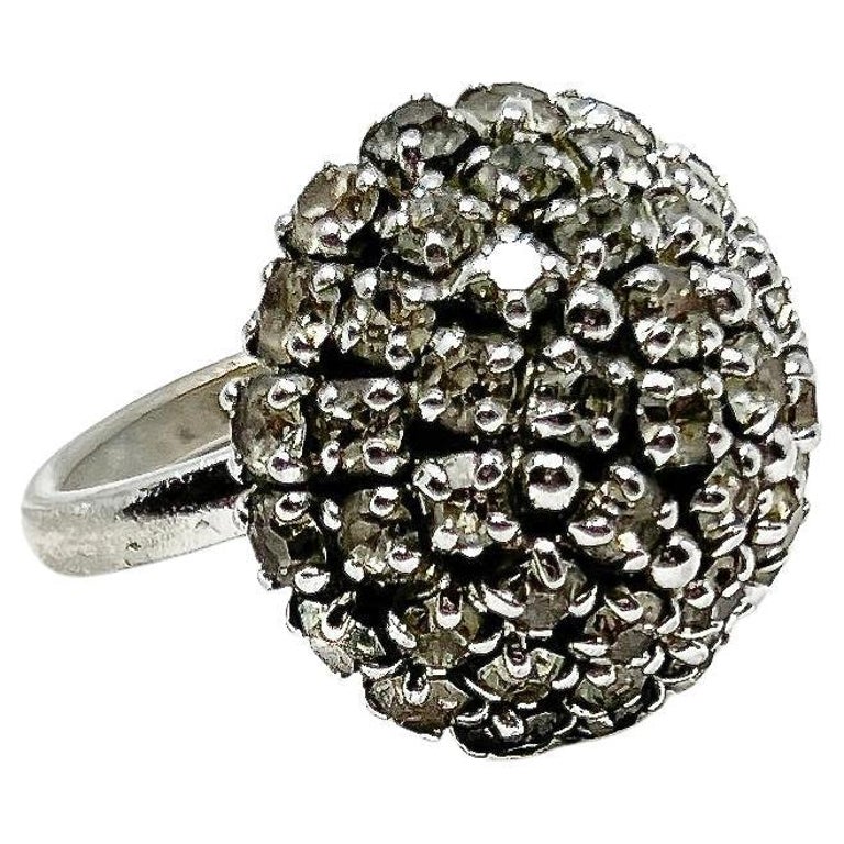 Christian Dior 1970s Statement Vintage Rhinestone Cocktail Ring 
