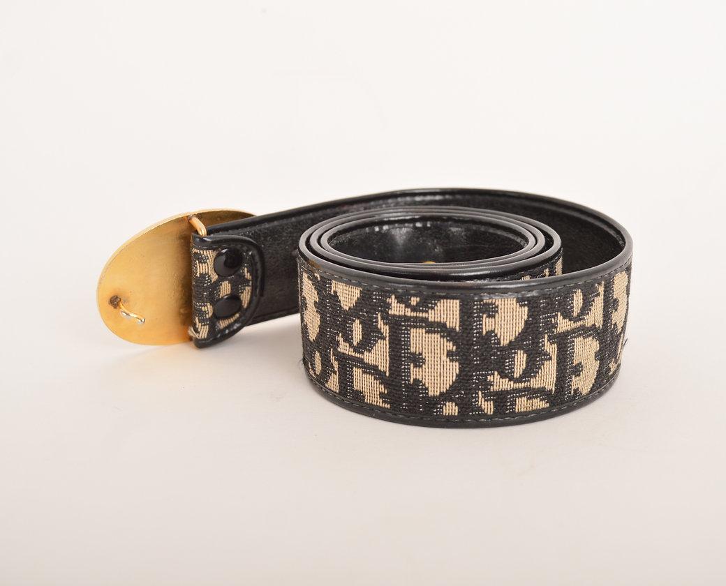 Christian Dior 1970'S Trotter Monogram Buckle Belt In Good Condition For Sale In Sheffield, GB