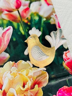 Christian Dior 1970s Unisex Gold Silver Vivid Chicken Cute Chick Baby Brooch