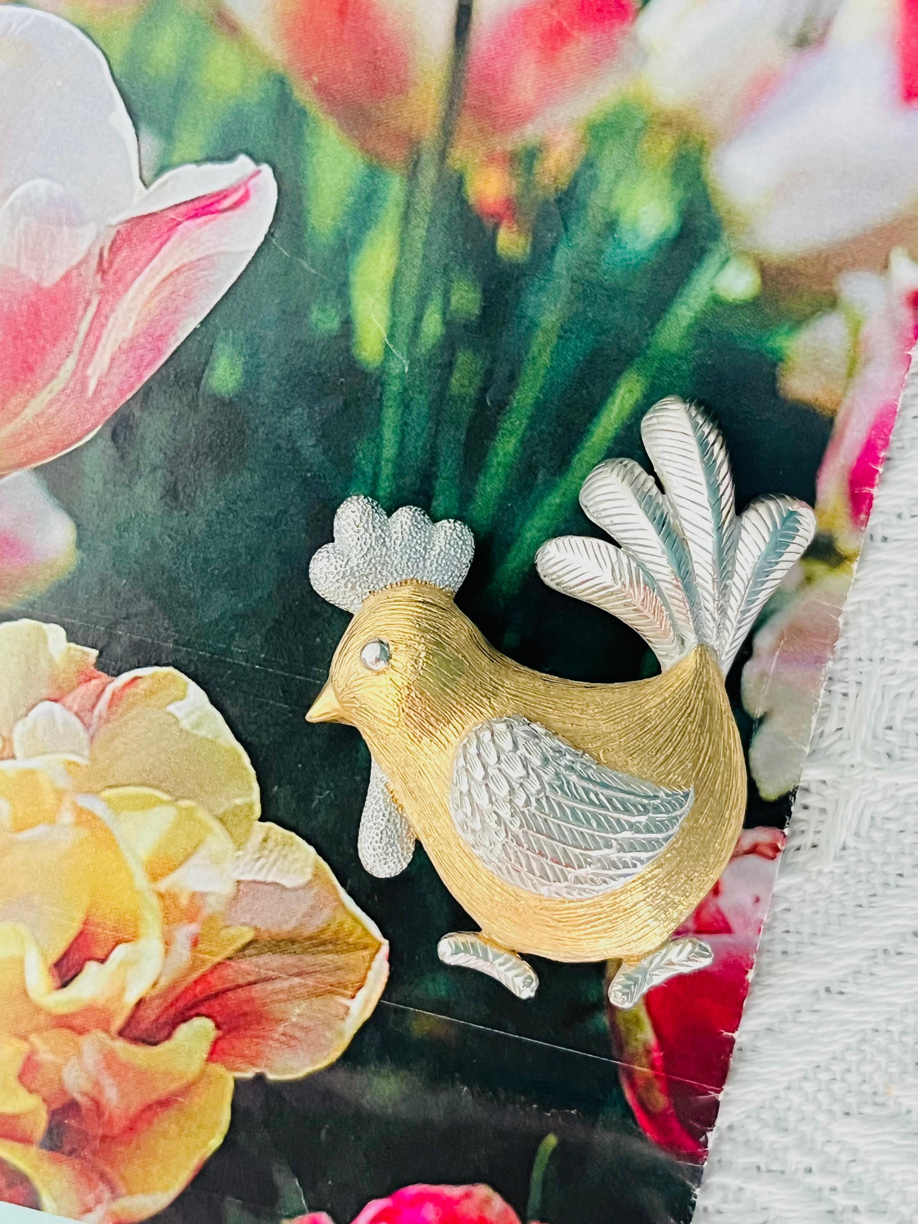Christian Dior 1970s Unisex Gold Silver Vivid Chicken Cute Chick