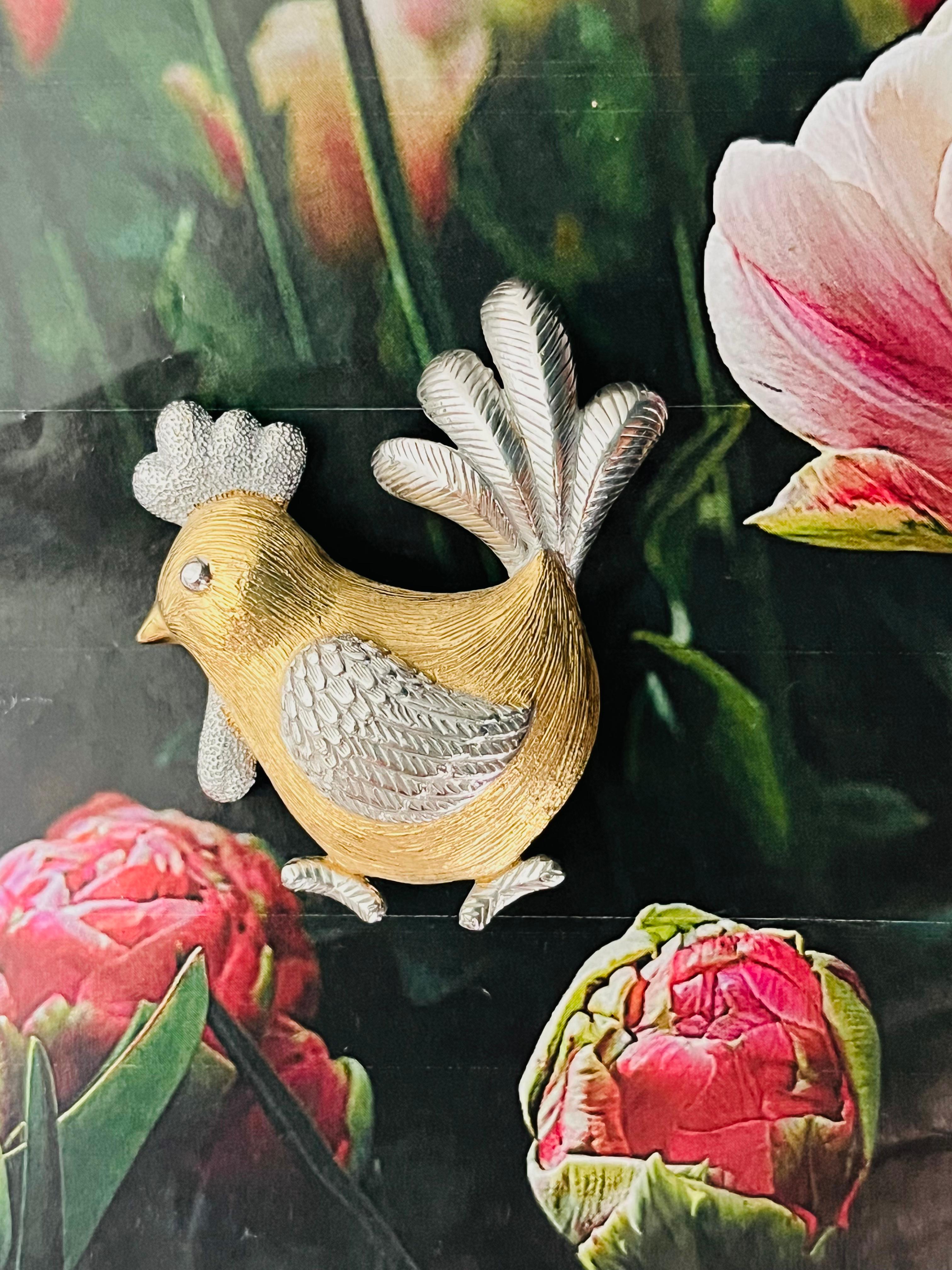 Christian Dior 1970s Unisex Gold Silver Vivid Chicken Cute Chick