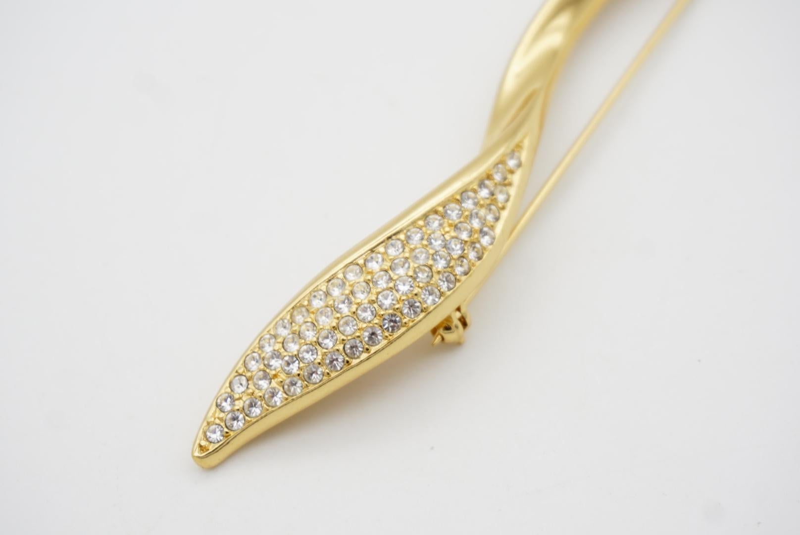 Christian Dior 1970s Vintage Extra Long Glow Crystals Spiral Leaf Flame Brooch For Sale 6