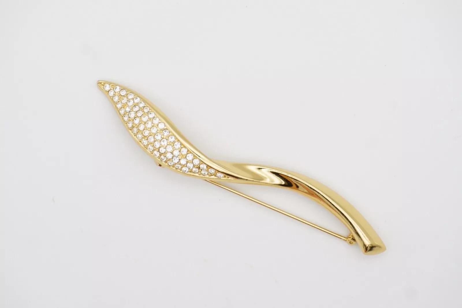Christian Dior 1970s Vintage Extra Long Glow Crystals Spiral Leaf Flame Brooch For Sale 10