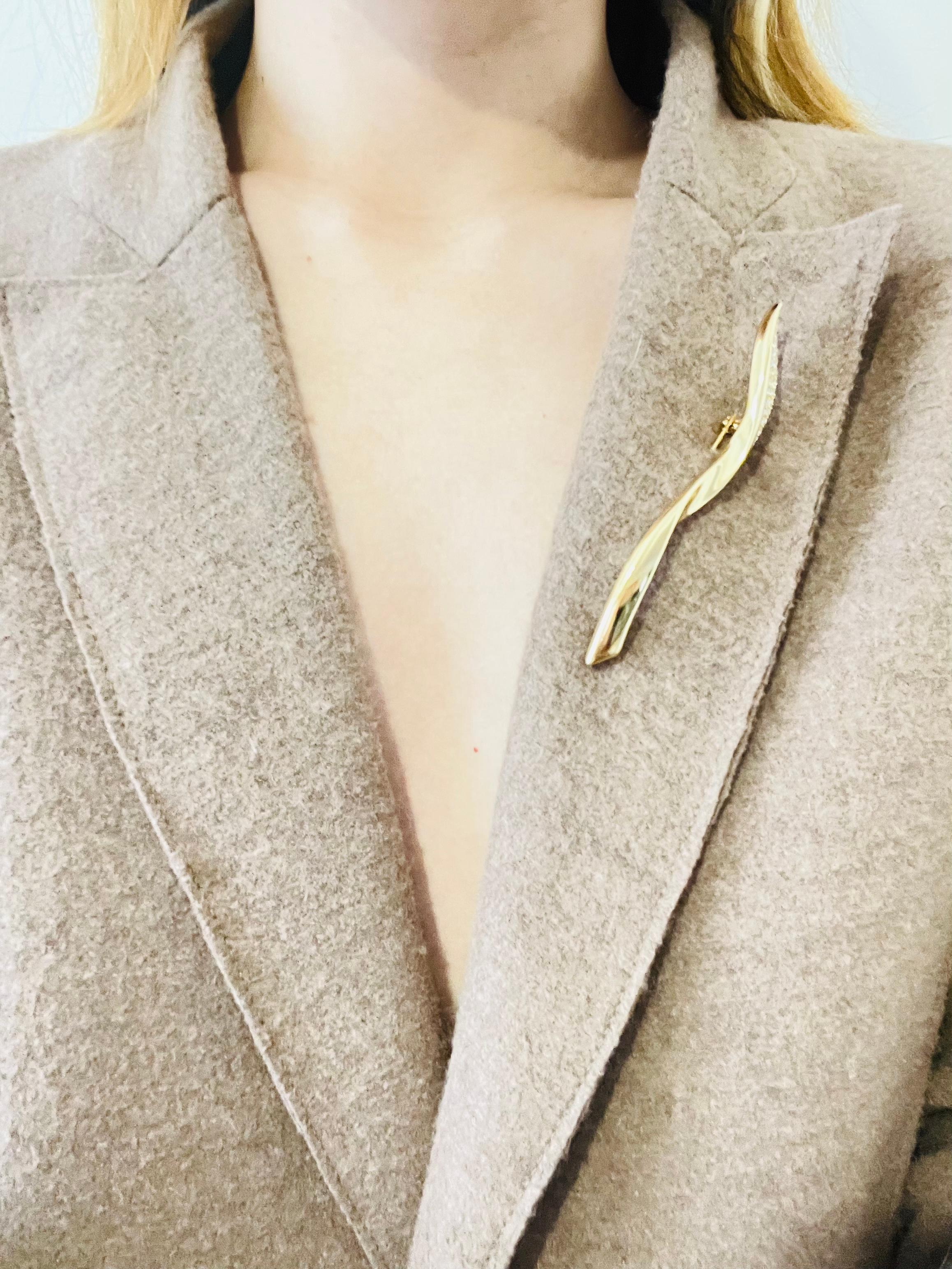 Christian Dior 1970s Vintage Extra Long Glow Crystals Spiral Leaf Flame Brooch 2
