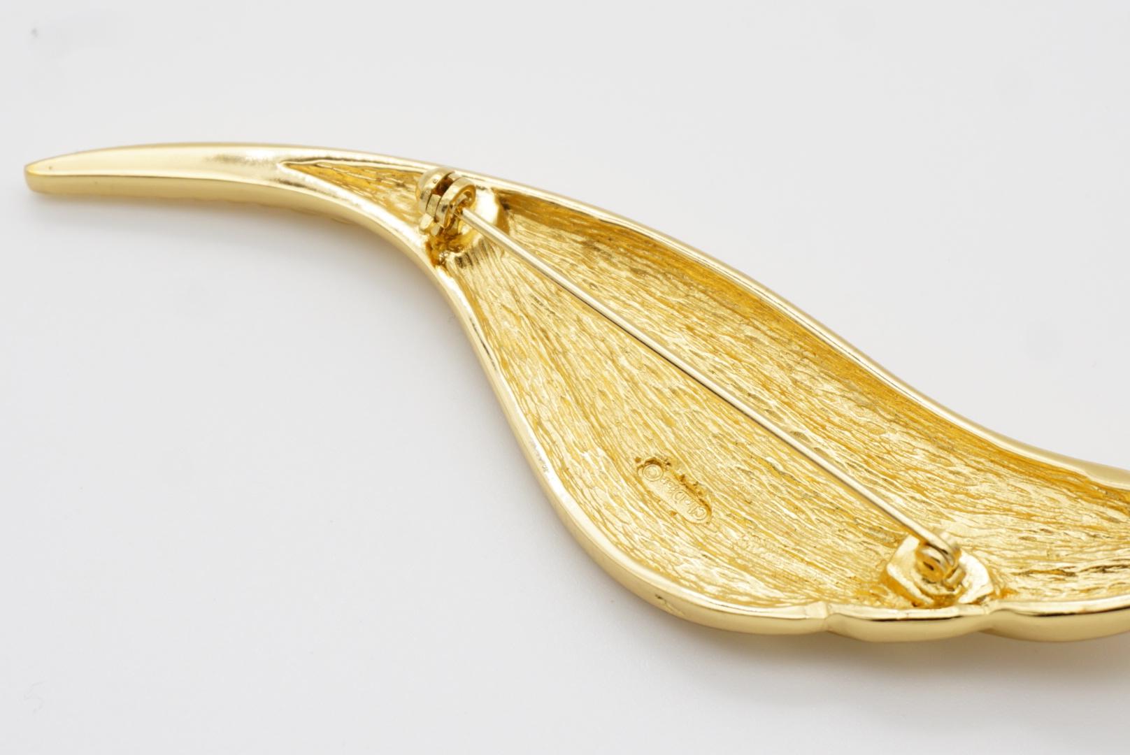 Christian Dior 1970s Vintage Huge Openwork Large Long Feather Leaf Gold Brooch  For Sale 7