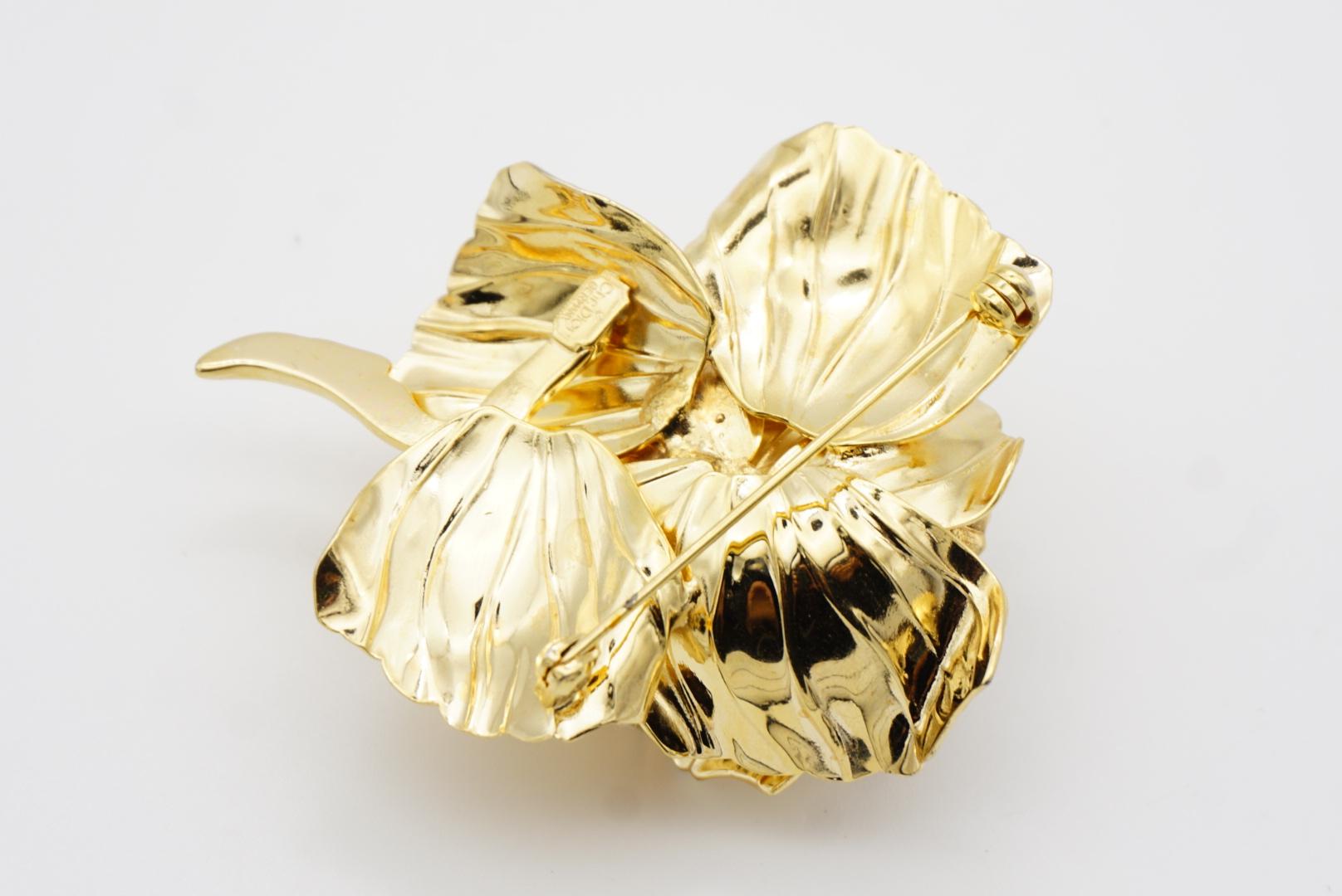 Christian Dior 1970s Vintage Large 3D Textured Vivid Floral Rose Blossom Brooch For Sale 8
