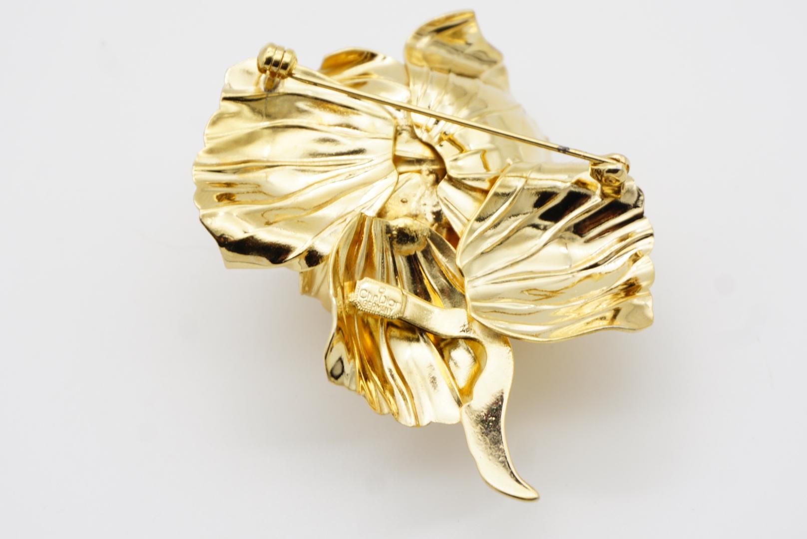 Christian Dior 1970s Vintage Large 3D Textured Vivid Floral Rose Blossom Brooch For Sale 9