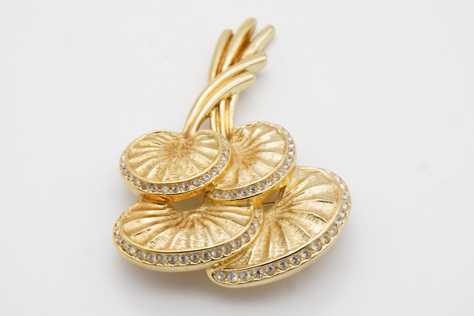 Christian Dior 1970s Vintage Large Layers Palm Leaf Mushroom Crystals Brooch 5