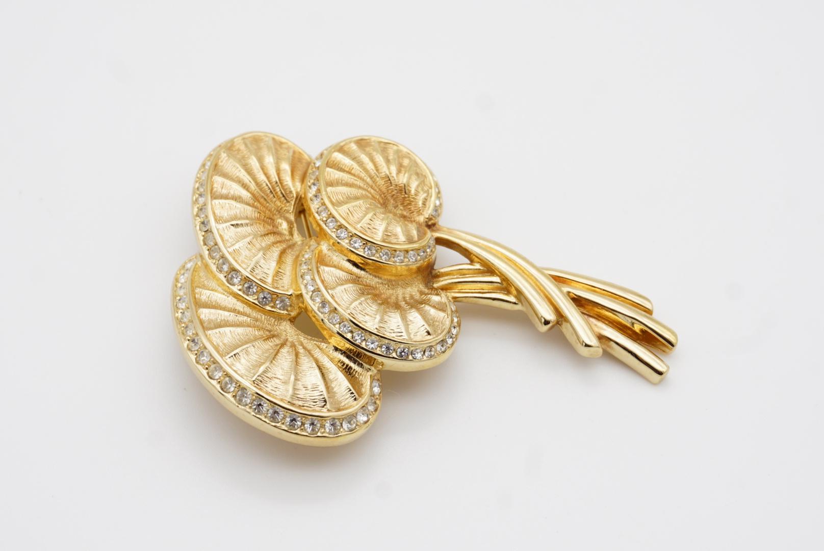 Christian Dior 1970s Vintage Large Layers Palm Leaf Mushroom Crystals Brooch 6
