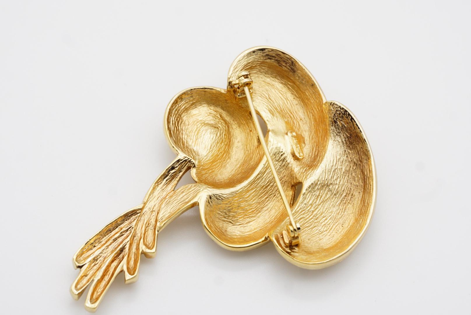 Christian Dior 1970s Vintage Large Layers Palm Leaf Mushroom Crystals Brooch 8