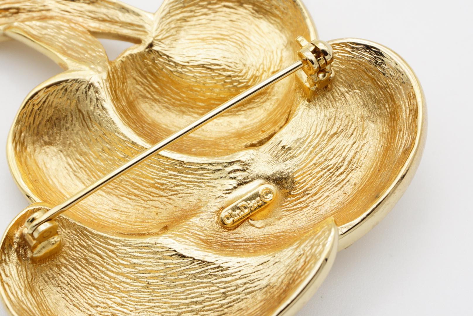 Christian Dior 1970s Vintage Large Layers Palm Leaf Mushroom Crystals Brooch 9
