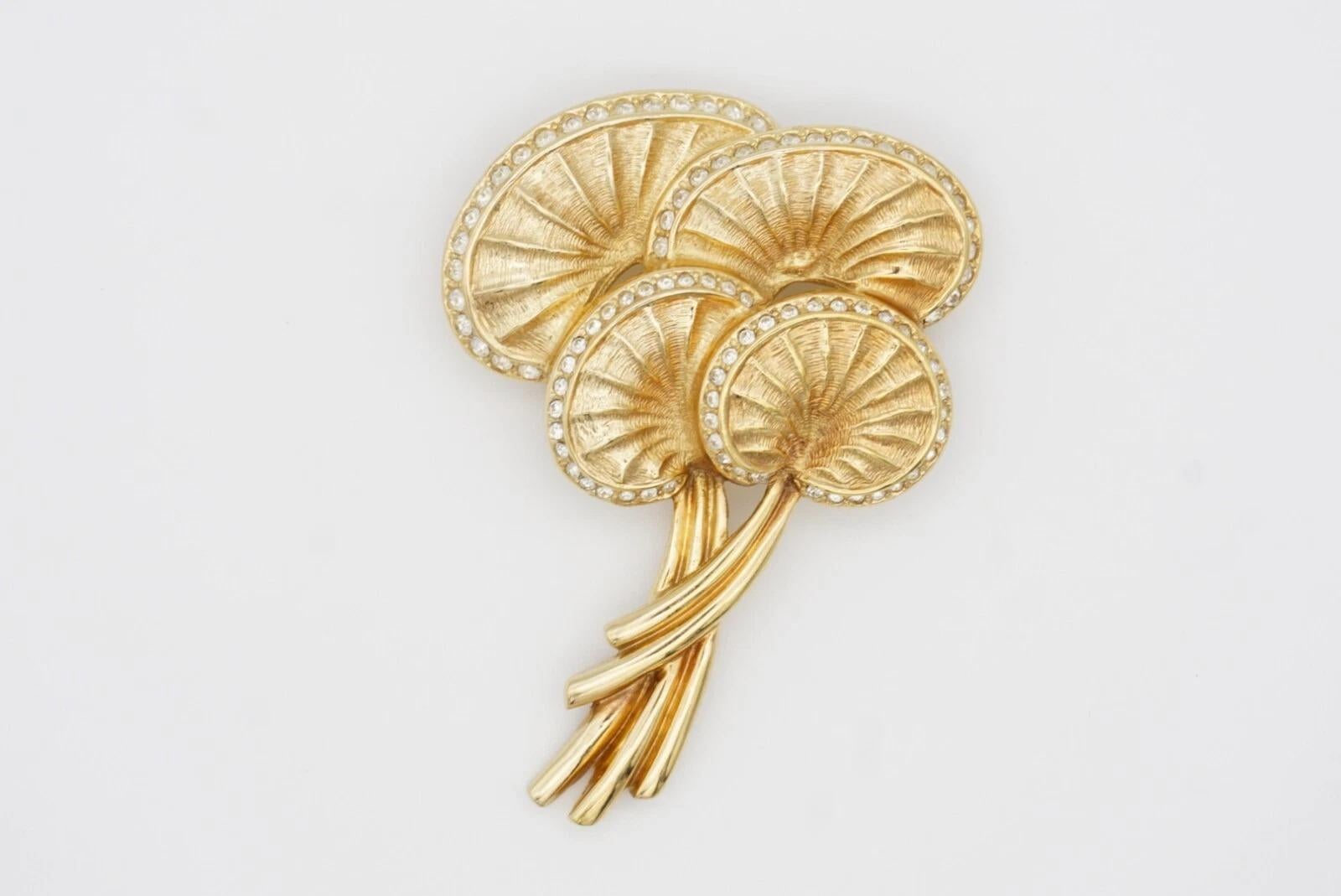Christian Dior Broche vintage en grandes couches avec cristaux de feuilles de palmier et champignons, années 1970 en vente 10