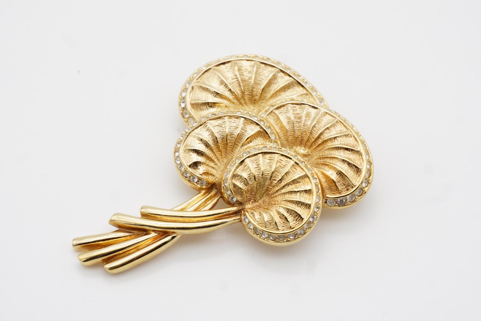 Christian Dior 1970s Vintage Large Layers Palm Leaf Mushroom Crystals Brooch 4