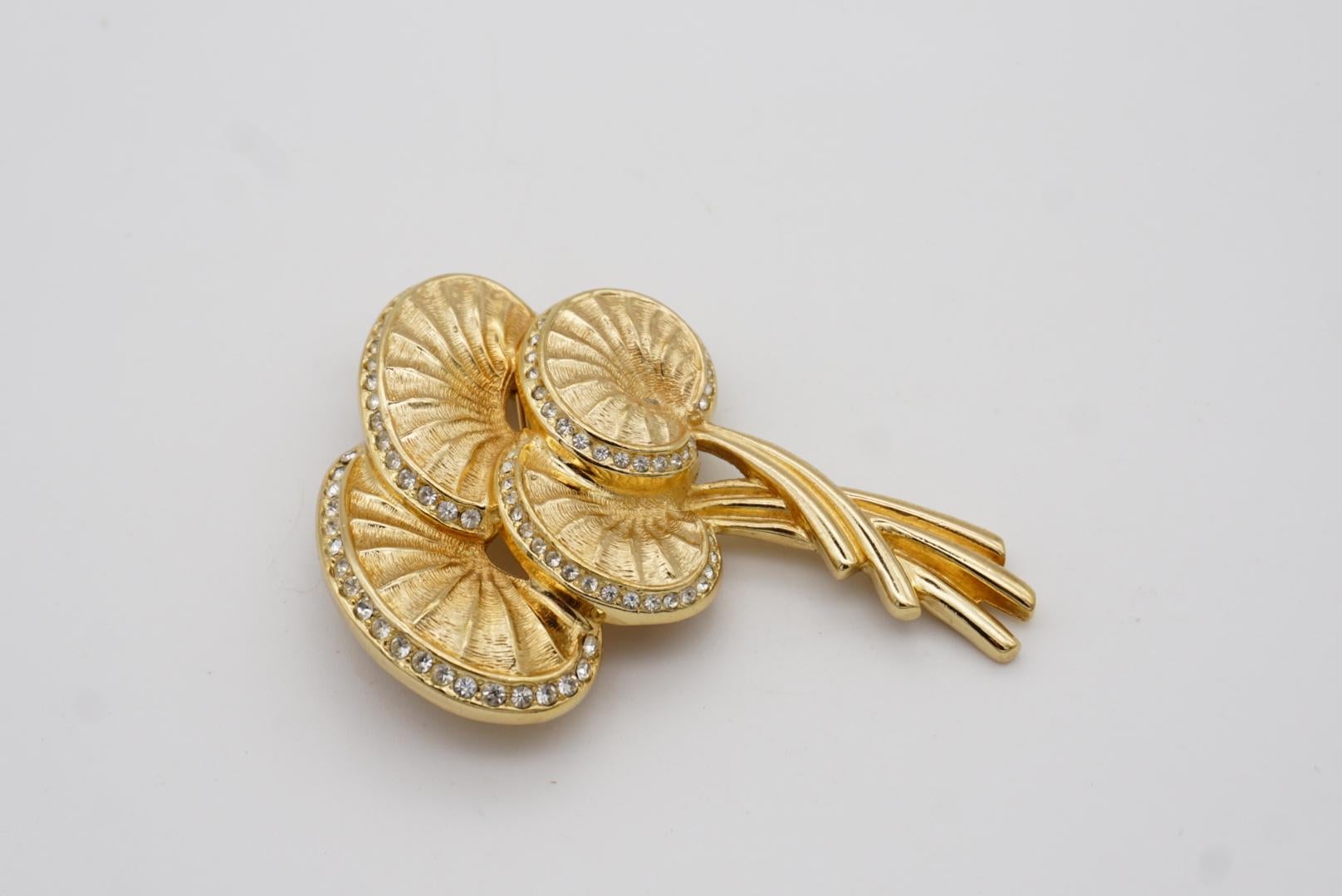Christian Dior 1970s Vintage Large Mushroom Palm Leaf Crystals Exquisite Brooch 5