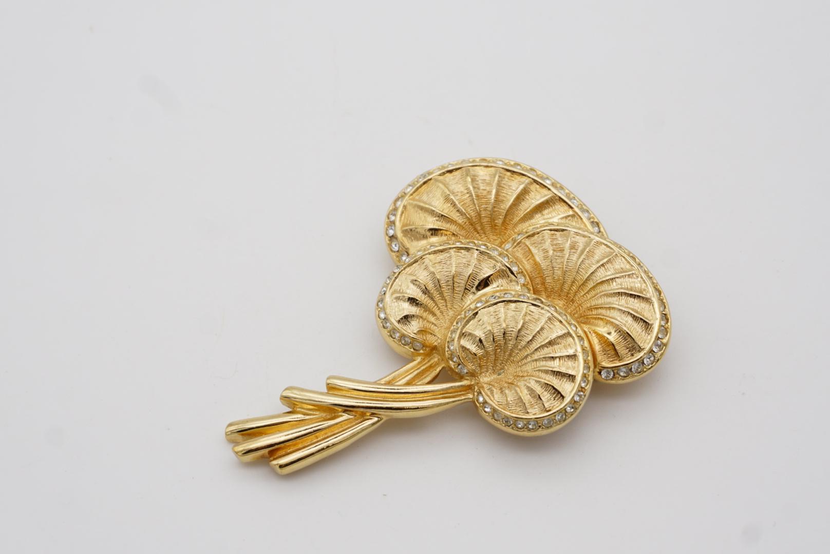 Christian Dior 1970s Vintage Large Mushroom Palm Leaf Crystals Exquisite Brooch 6
