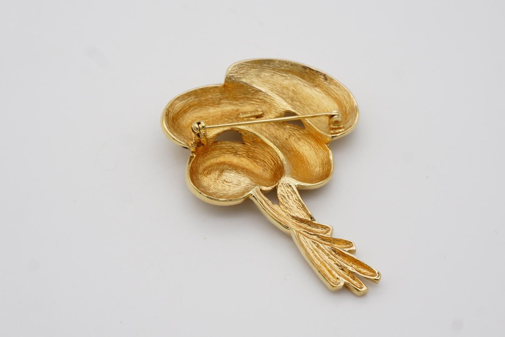 Christian Dior 1970s Vintage Large Mushroom Palm Leaf Crystals Exquisite Brooch 7