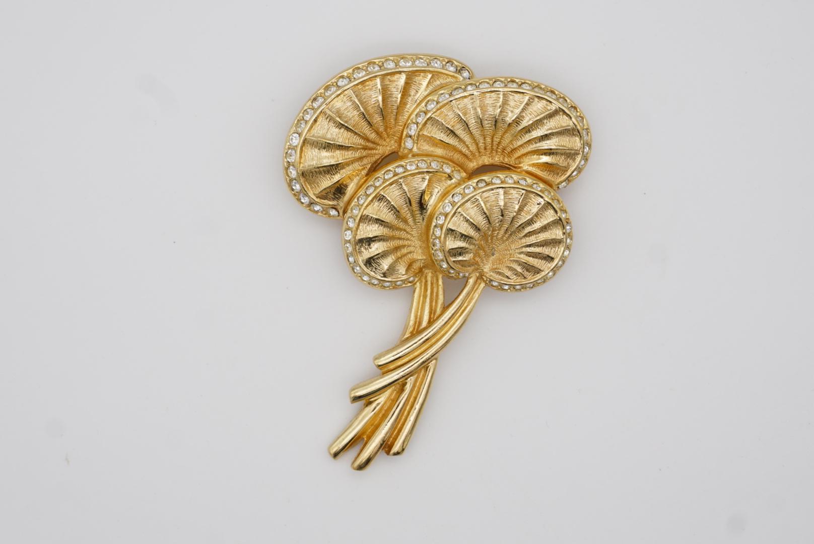 Christian Dior 1970s Vintage Large Mushroom Palm Leaf Crystals Exquisite Brooch 3