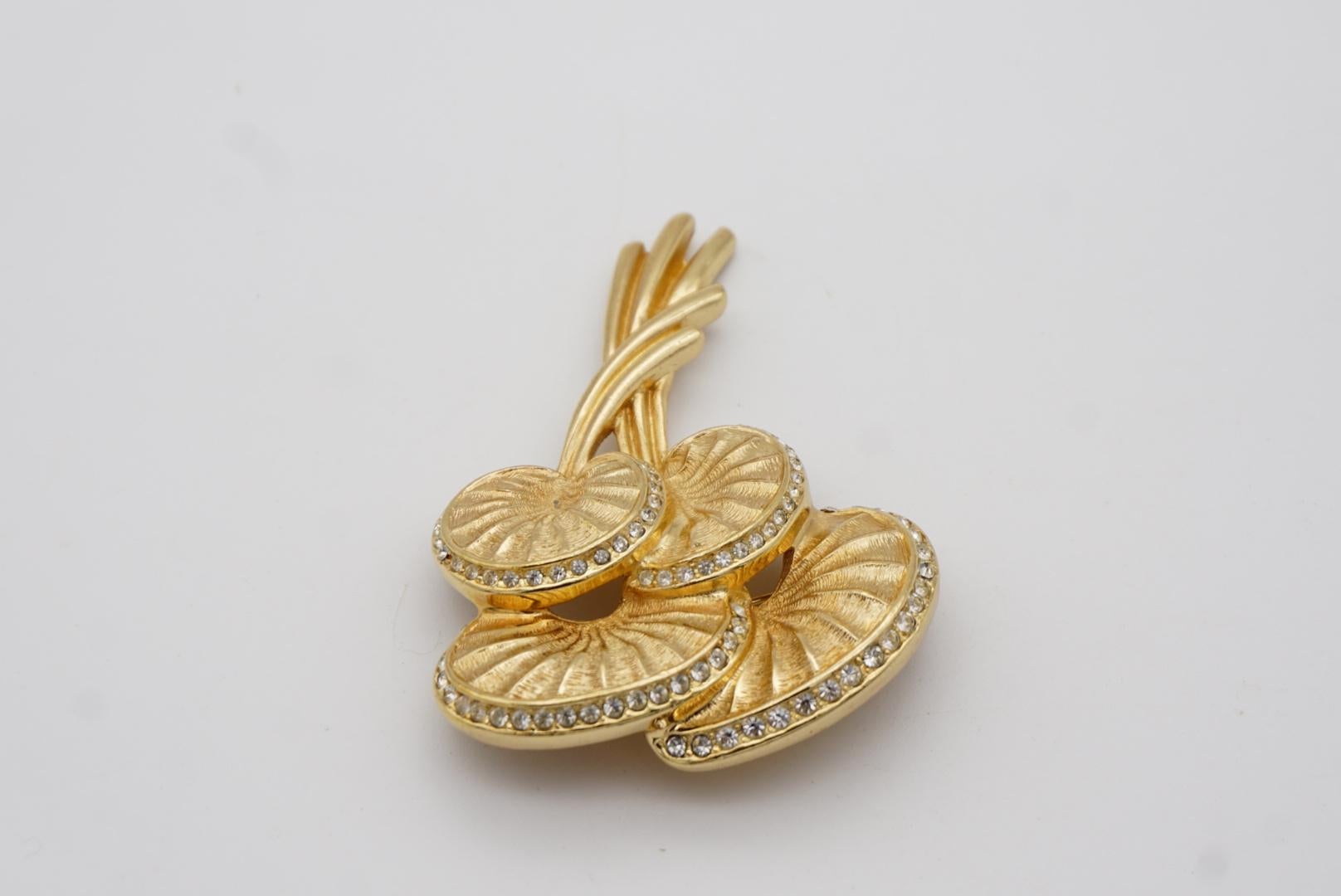 Christian Dior 1970s Vintage Large Mushroom Palm Leaf Crystals Exquisite Brooch 4