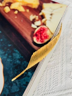 Christian Dior 1970s Vintage Leaf Textured Vivid Long Wavy Reed Feather Brooch