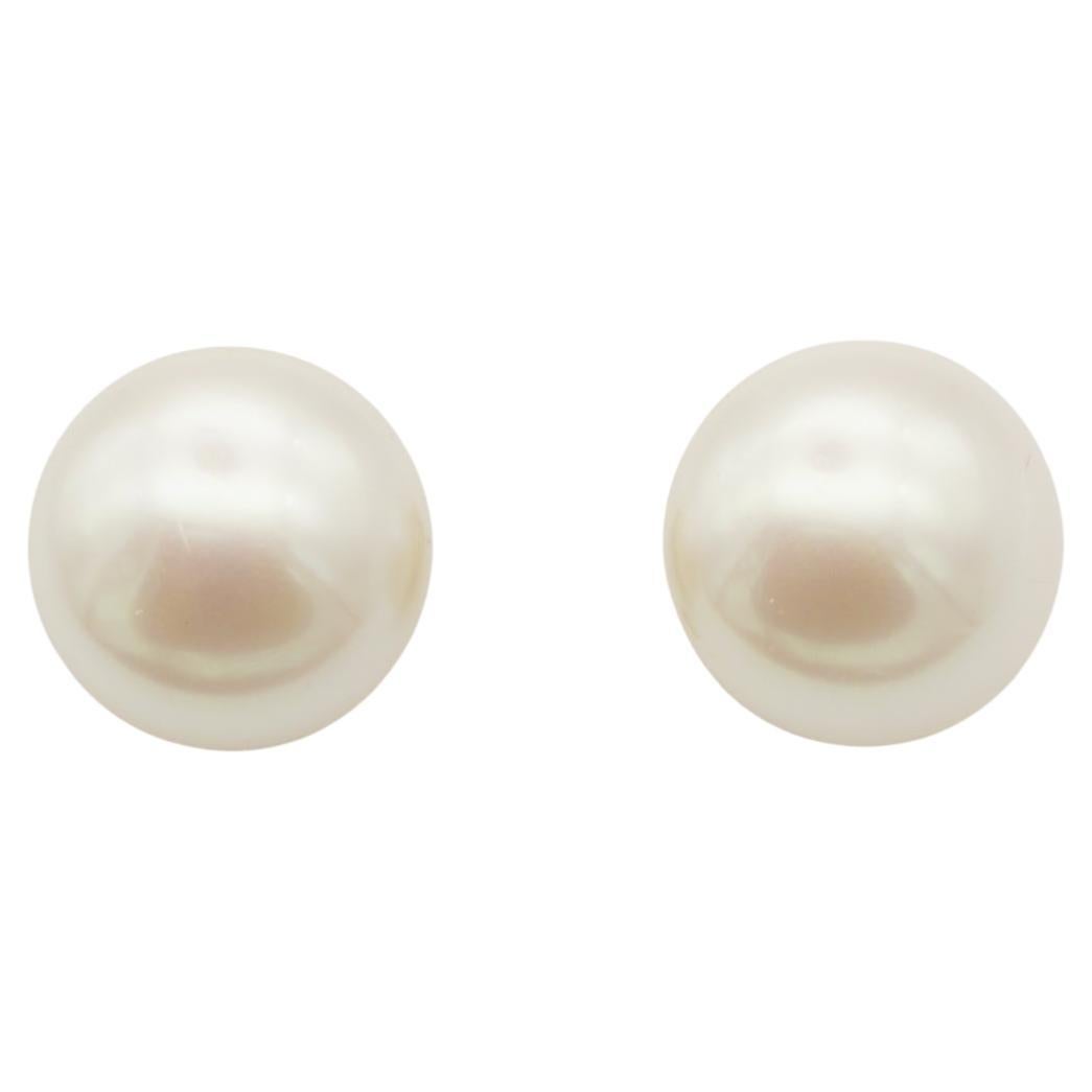 Boucles d'oreilles à clip Christian Dior 1970 Vintage Round Circle Large White Pearl