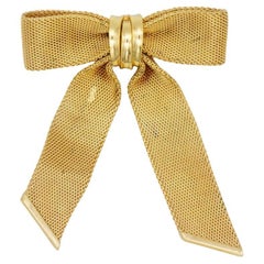 Christian Dior 1972 Vintage Large Mesh Bow Knot Ribbon Butterfly Elegant Brooch