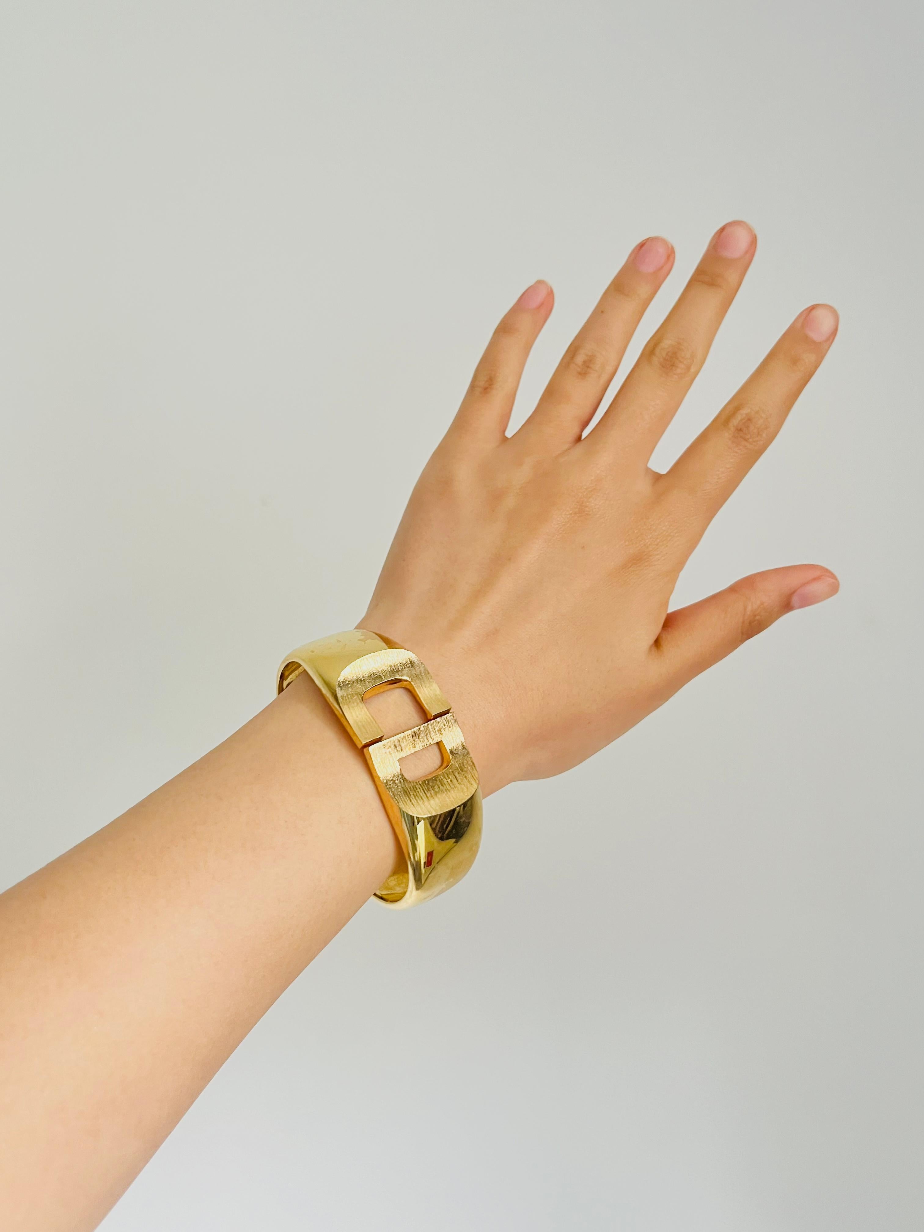 Christian Dior 1973 Logo CD Chunky Clamper Manschette Gold Cuff Pulsera brazalete en venta 5