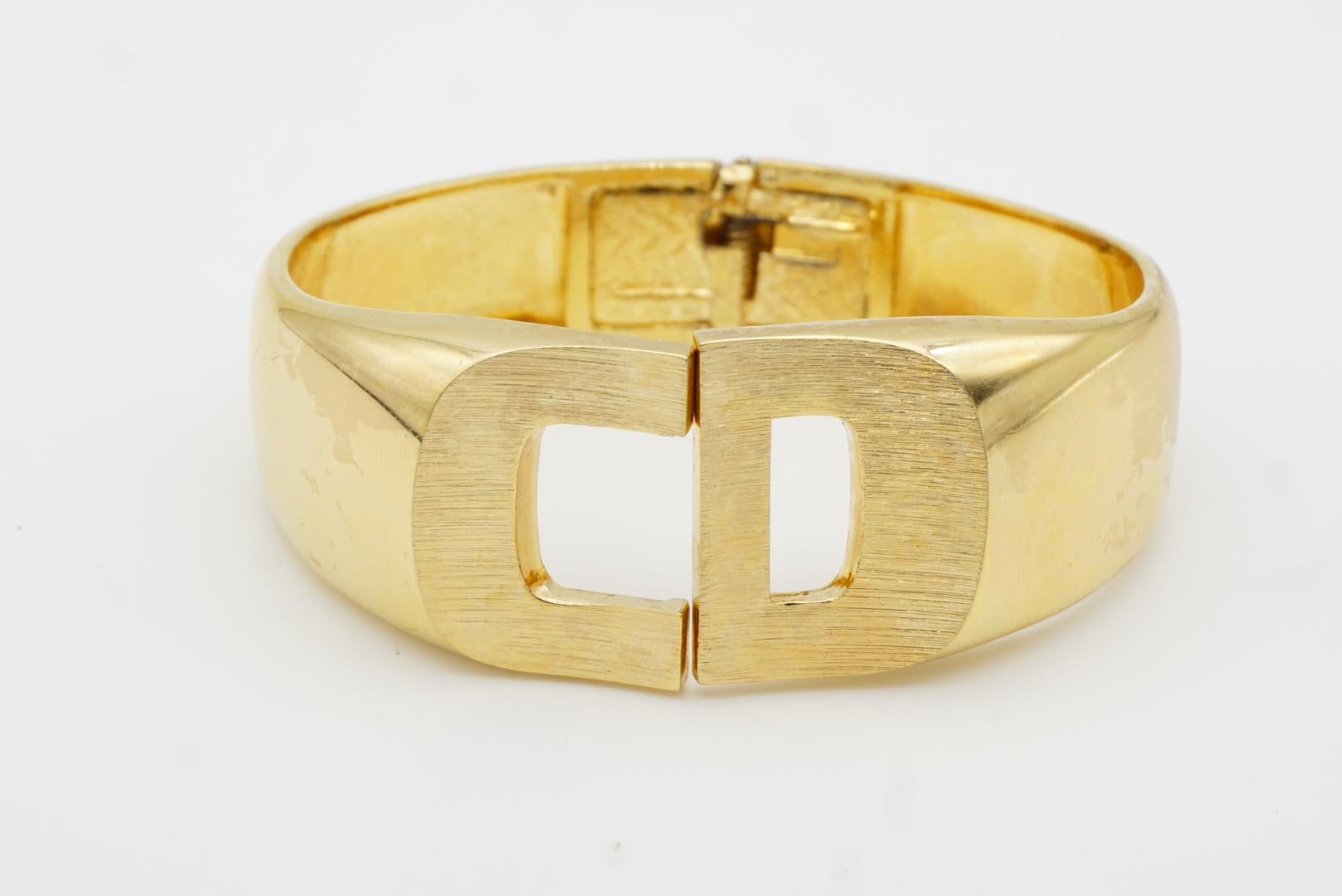 Christian Dior 1973 Logo CD Chunky Clamper Manschette Gold Cuff Pulsera brazalete en venta 6