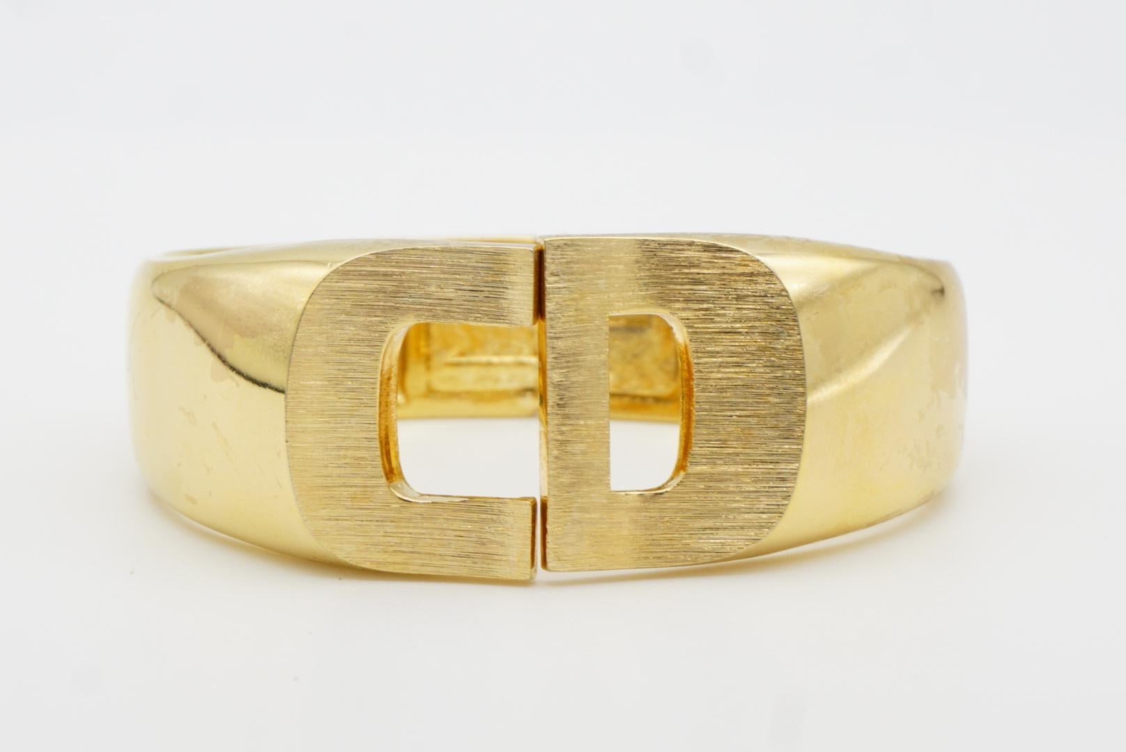 Christian Dior 1973 Logo CD Chunky Clamper Manschette Gold Cuff Pulsera brazalete en venta 7