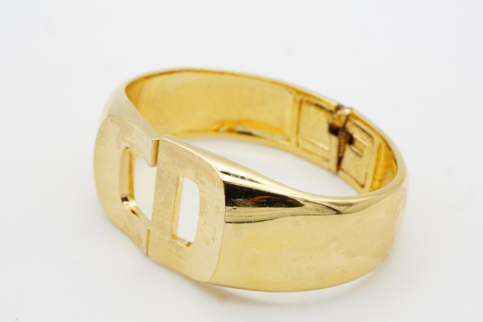 Christian Dior 1973 Logo CD Chunky Clamper Manschette Gold Cuff Pulsera brazalete en venta 8