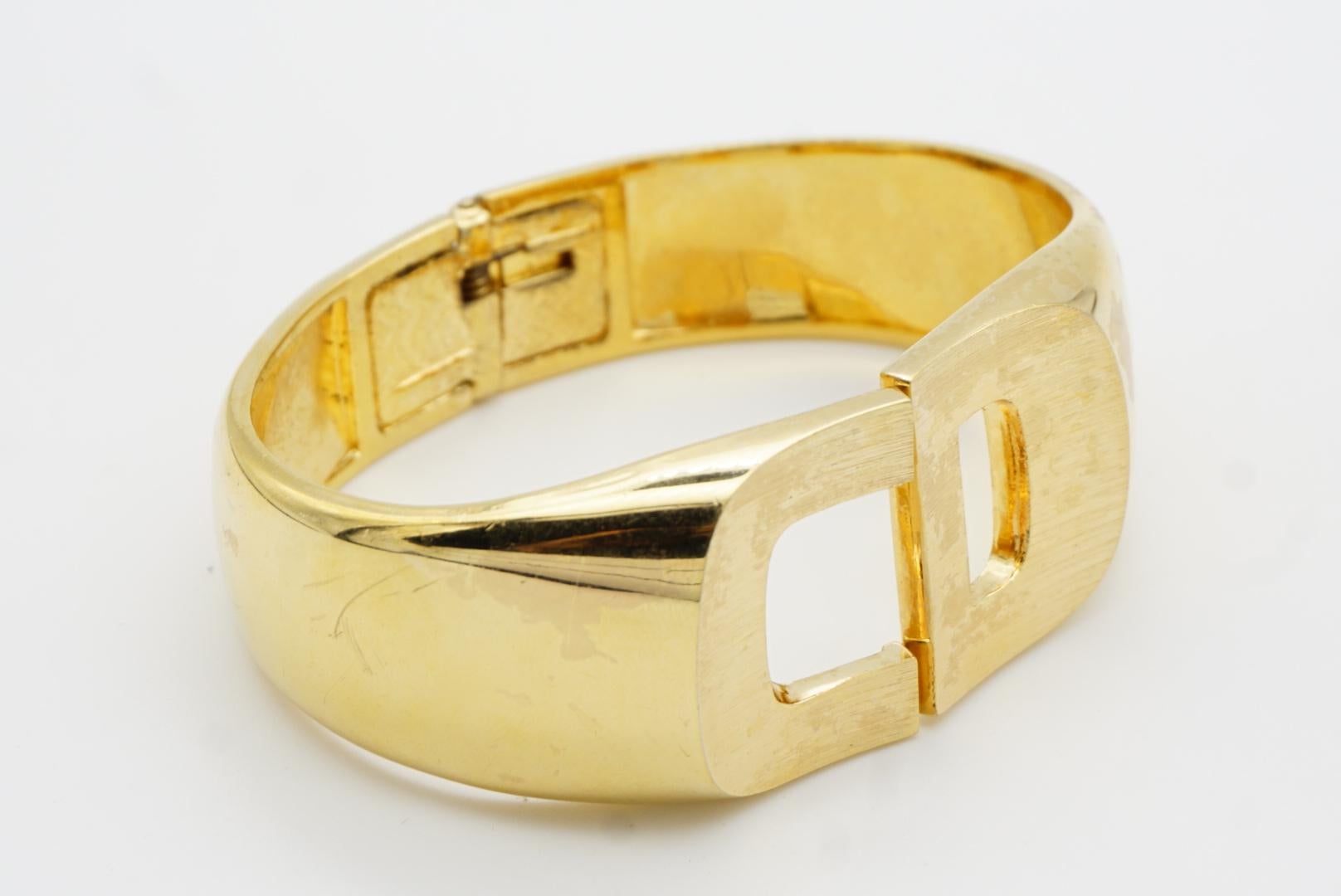 Christian Dior 1973 Logo CD Chunky Clamper Manschette Gold Cuff Pulsera brazalete en venta 9